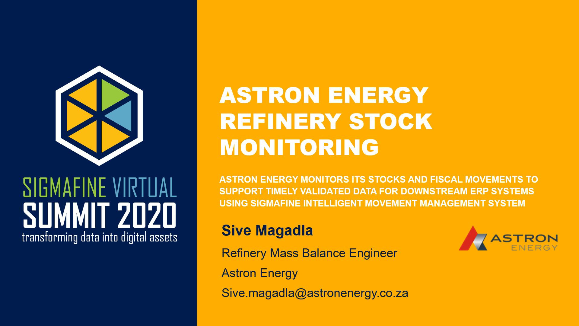 Monitoring stocks and fiscal movements to supply timely integration to Astron Energy ERP using Sigmafine IMM